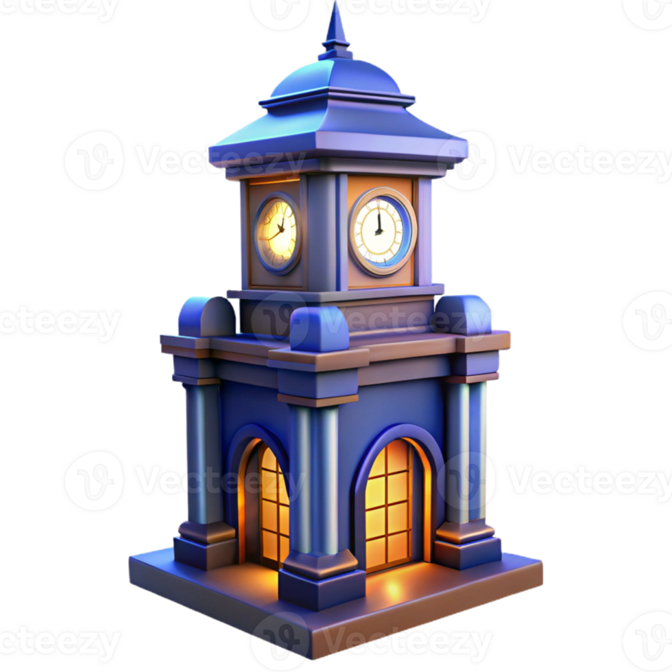 stunning traditional City Clock Tower at Dusk Cutout Isolated authentic png
