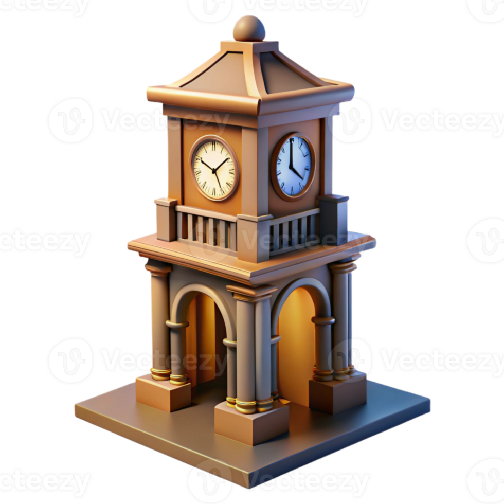 impressive vintage City Clock Tower in Crepuscular Shadows Transparent Background exclusive png
