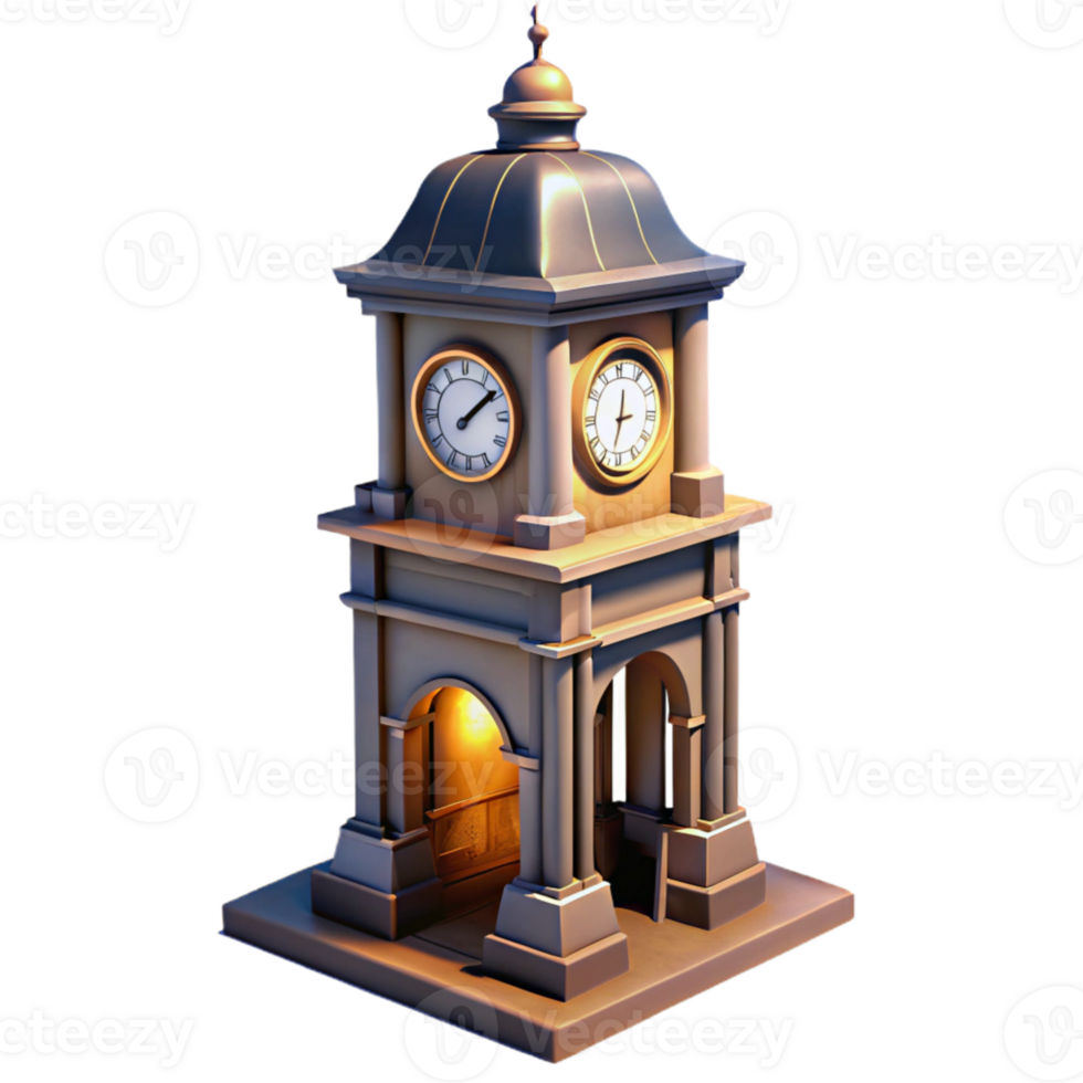 stunning modern City Clock Tower in Crepuscular Shadows Transparent Background authentic png