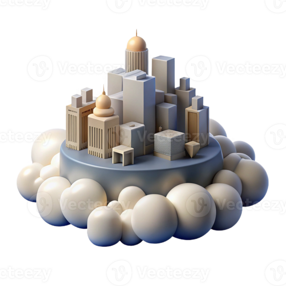 impressive abstract City in the Clouds Isolated with Warm Sunset Colors exclusive png