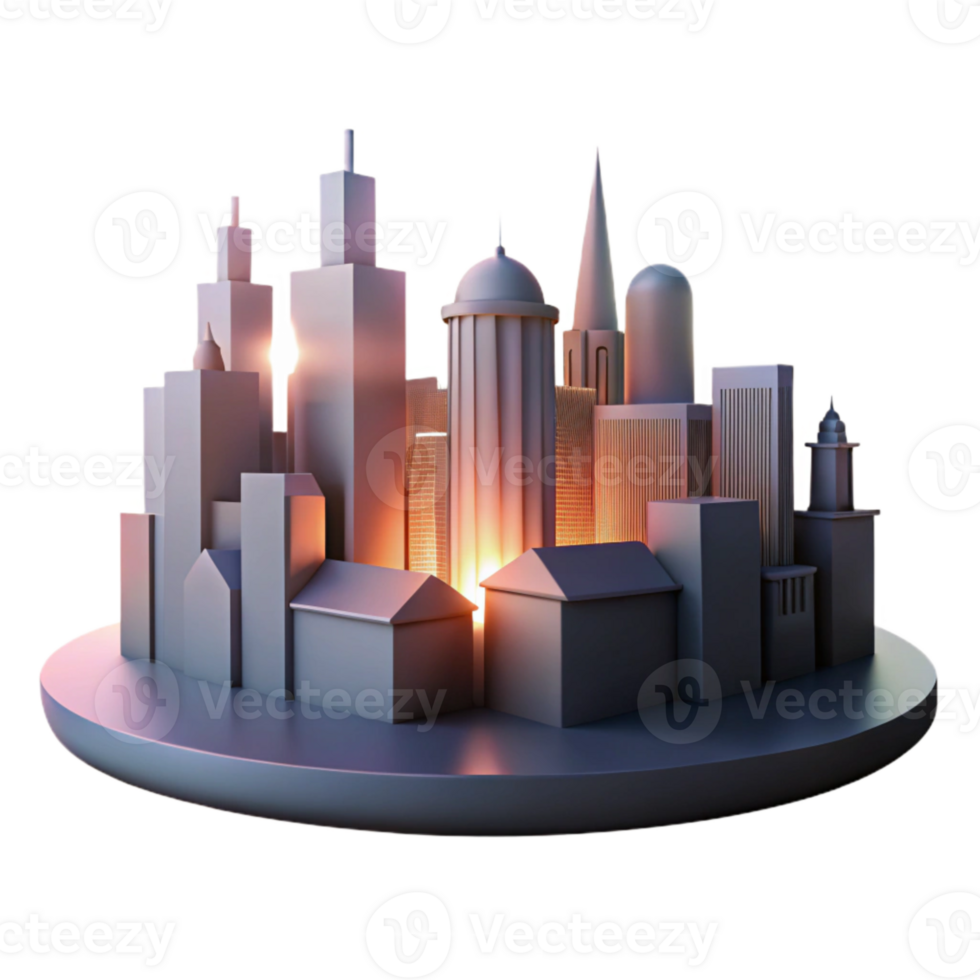 extraordinary rustic Cityscape Silhouette at Twilight Transparent Element detailed png