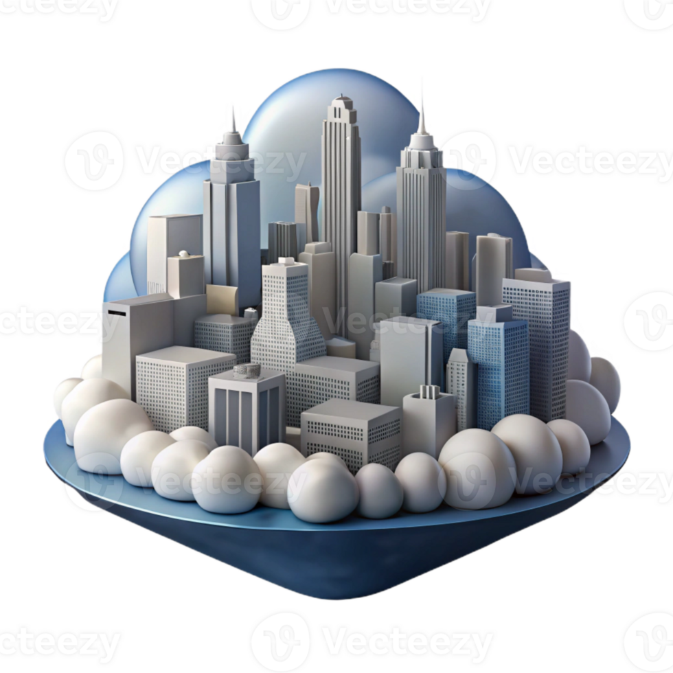 stunning artistic Cityscape Cutout with Transparent Background Cloudy Sky Daytime authentic png