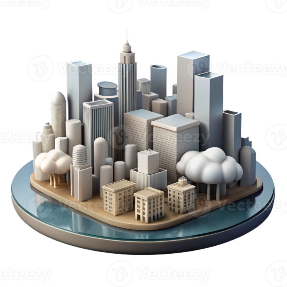 magnificent abstract Cityscape Cutout with Transparent Background Cloudy Sky Daytime detailed png