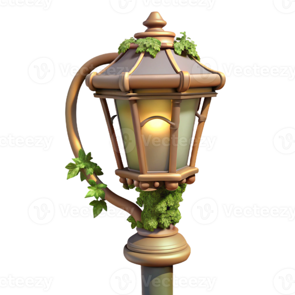 extraordinary artistic City Street Lamp with Climbing Ivy Transparent Background detailed png