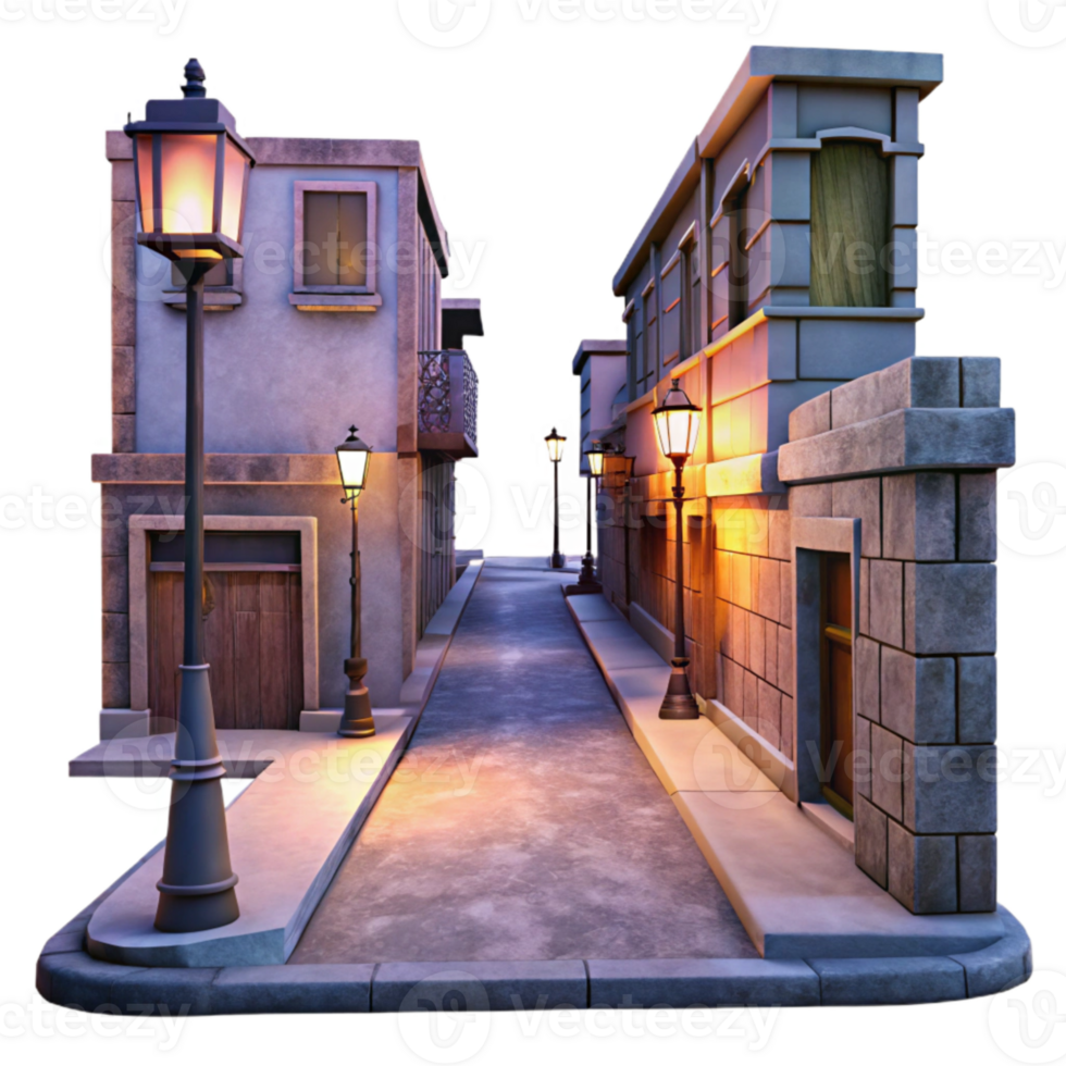 impressive abstract City Street at Dusk Isolated on Transparent Background genuine png