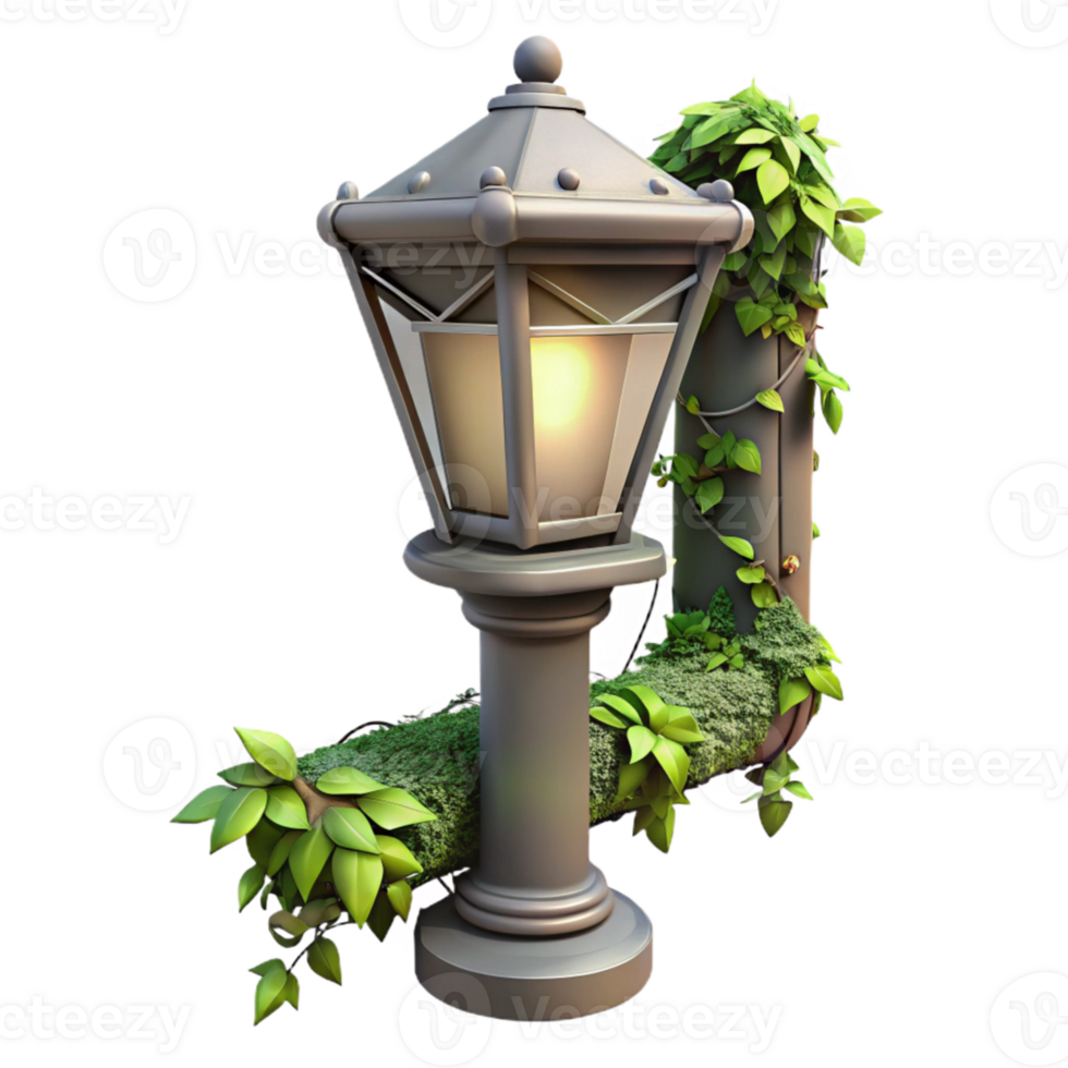 impressive artistic City Street Lamp with Climbing Ivy Transparent Background png
