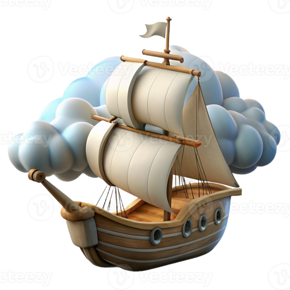 stunning creative Classic Schooner Isolated with Transparent Background Dramatic Clouds high quality png