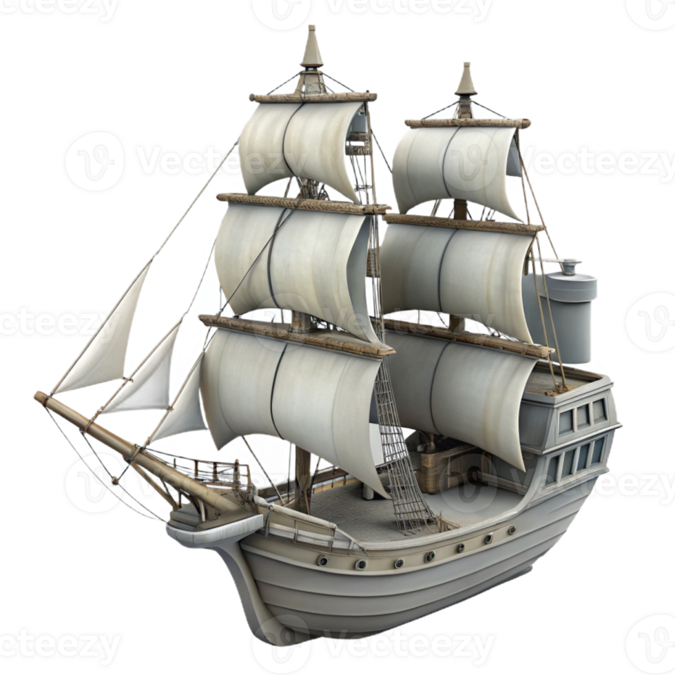 serene creative Classic Schooner Cutout with Transparent Background professional png