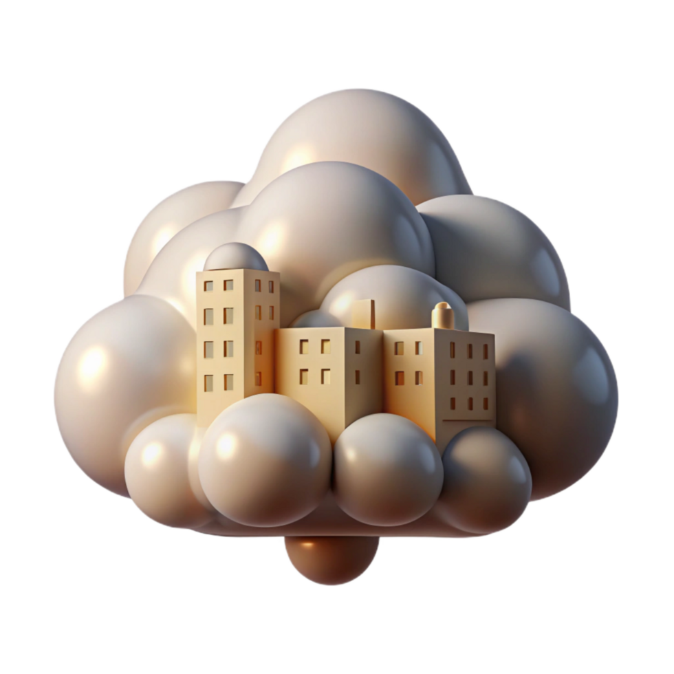 stunning abstract Cloud City Cutout Detailed Architecture Transparent Background professional png