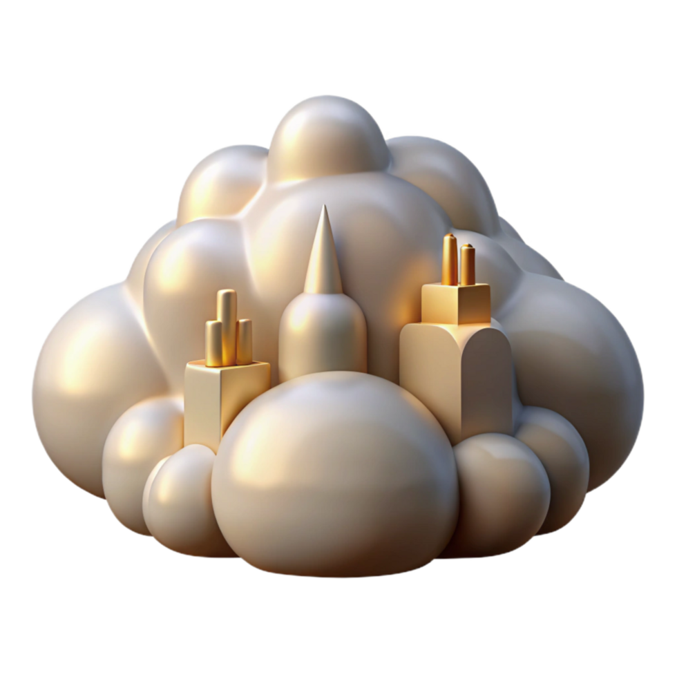 serene rustic Cloud City Cutout Detailed Architecture Transparent Background premium png