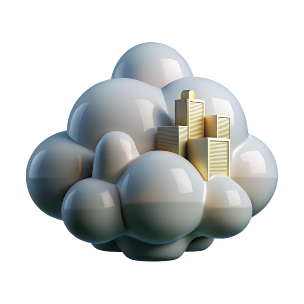 dramatic rustic Cloud City Cutout Detailed Architecture Transparent Background high resolution png