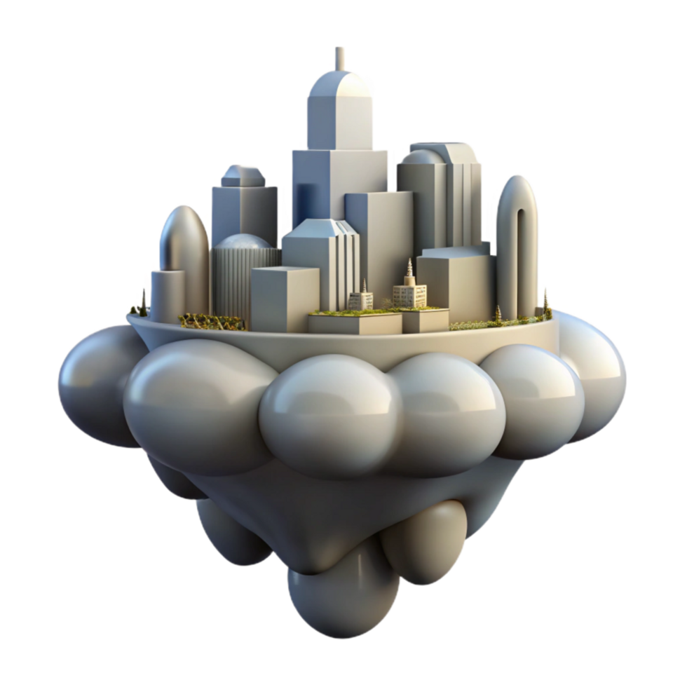 wonderful artistic Cloud City Cutout Detailed Architecture Transparent Background authentic png