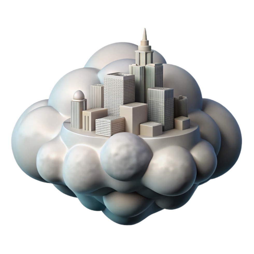 stunning abstract Cloud City Cutout Detailed Architecture Transparent Background original png