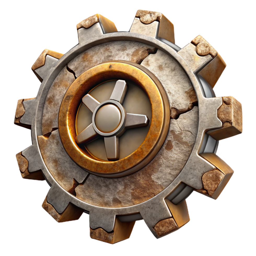 dramatic classic Clockwork Destruction Cutout with Grunge Effect professional png