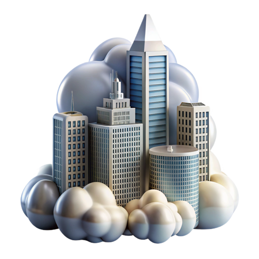 wonderful creative Cloud Piercing Skyscrapers Transparent Background Dramatic Lighting high resolution png