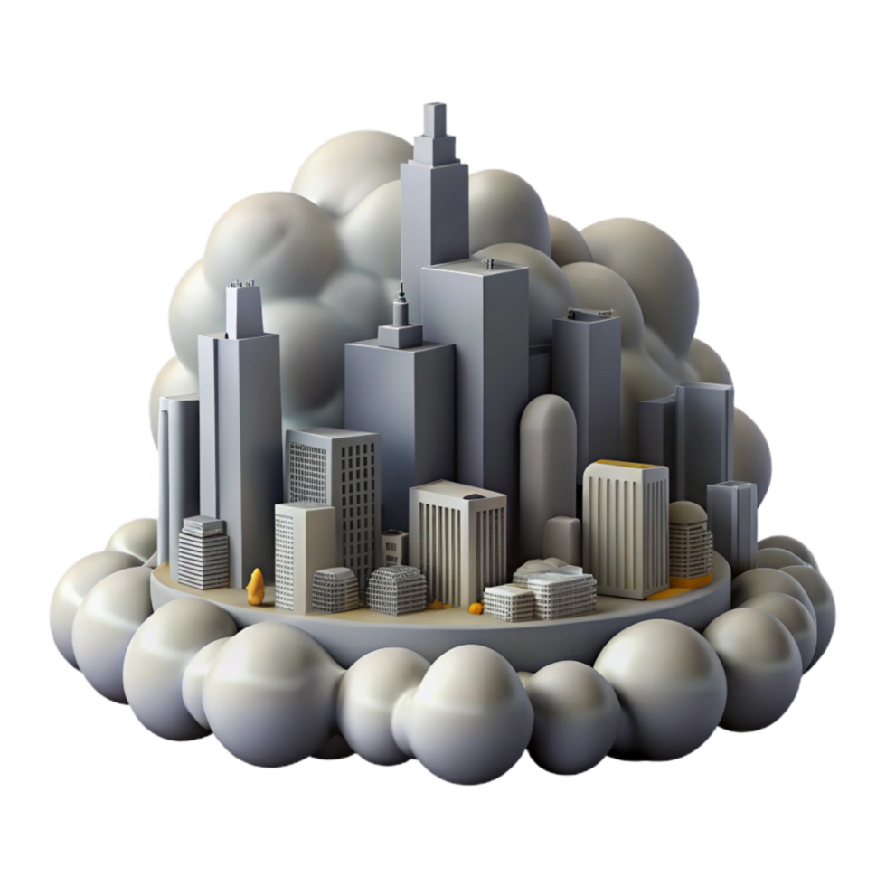 magnificent modern Cloudy Cityscape Isolated with Modern Architecture premium png