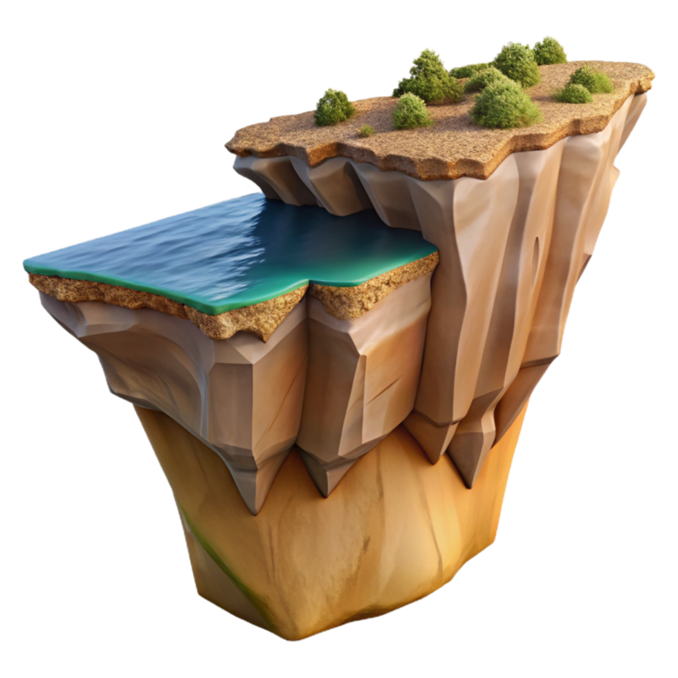 dramatic contemporary Coastal Cliff Cutout Dramatic Perspective Isolated Element authentic png