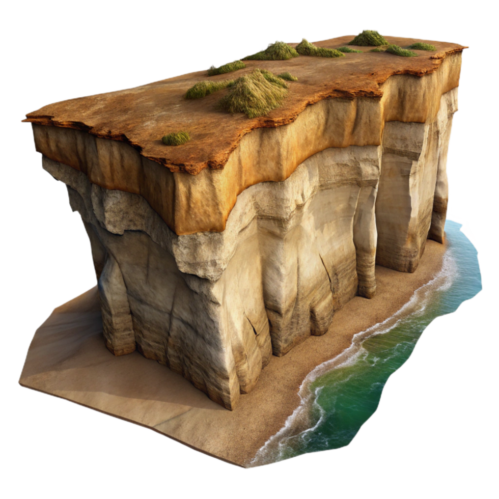 dramatic rustic Coastal Cliff Transparent Background Dramatic Lighting Isolated original png