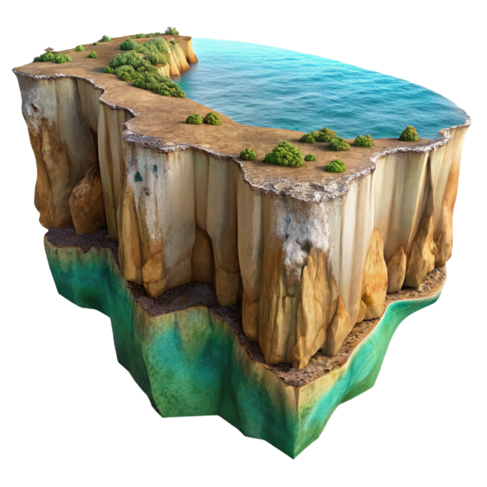 serene classic Coastal Cliff Cutout Dramatic Perspective Isolated Element detailed png