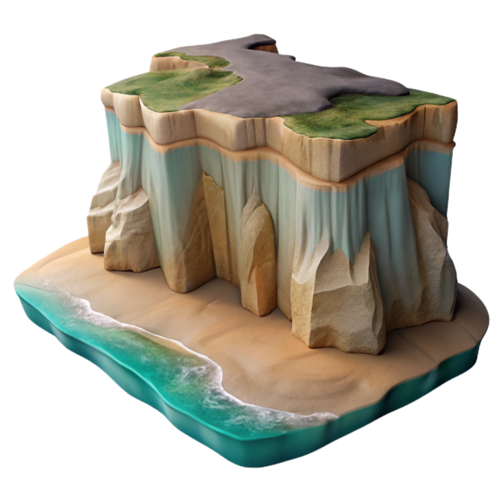 beautiful artistic Coastal Cliffs Cutout Dramatic Shadows Transparent Background authentic png
