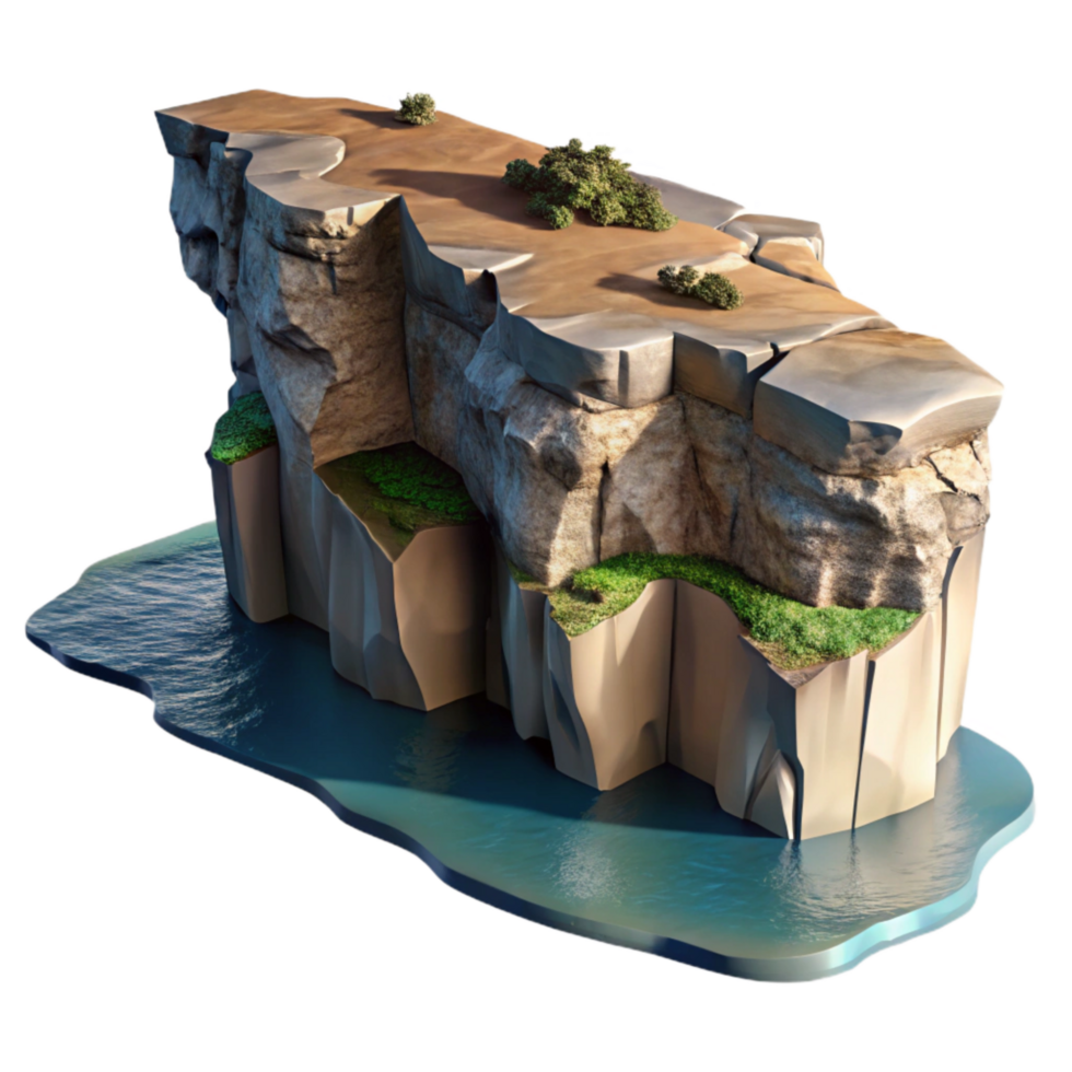 beautiful classic Coastal Cliffs Cutout Dramatic Shadows Transparent Background genuine png