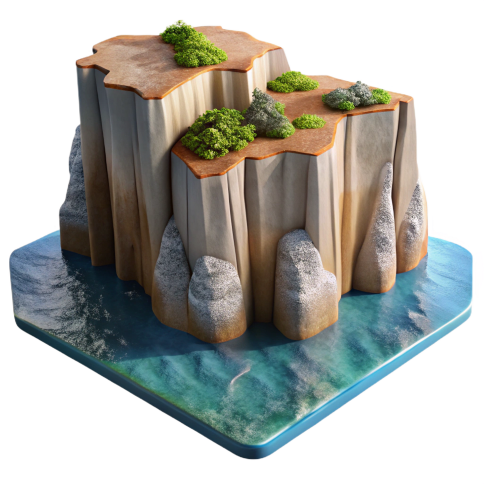 dramatic creative Coastal Cliffs Cutout Dramatic Shadows Transparent Background premium png