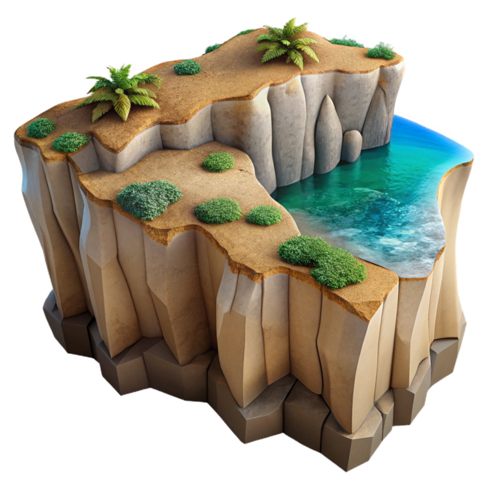 dramatic contemporary Coastal Cliffs Cutout Dramatic Shadows Transparent Background png