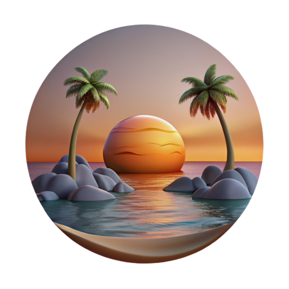 impressive classic Coastal Sunset Scene with Transparent Background detailed png