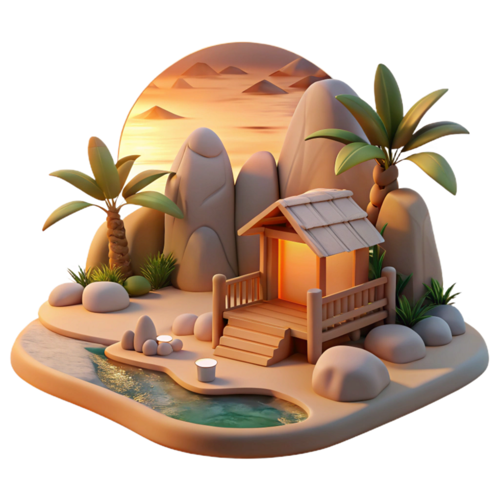 vibrant traditional Coastal Sundowner Scene Isolated Golden Hour Magic genuine png