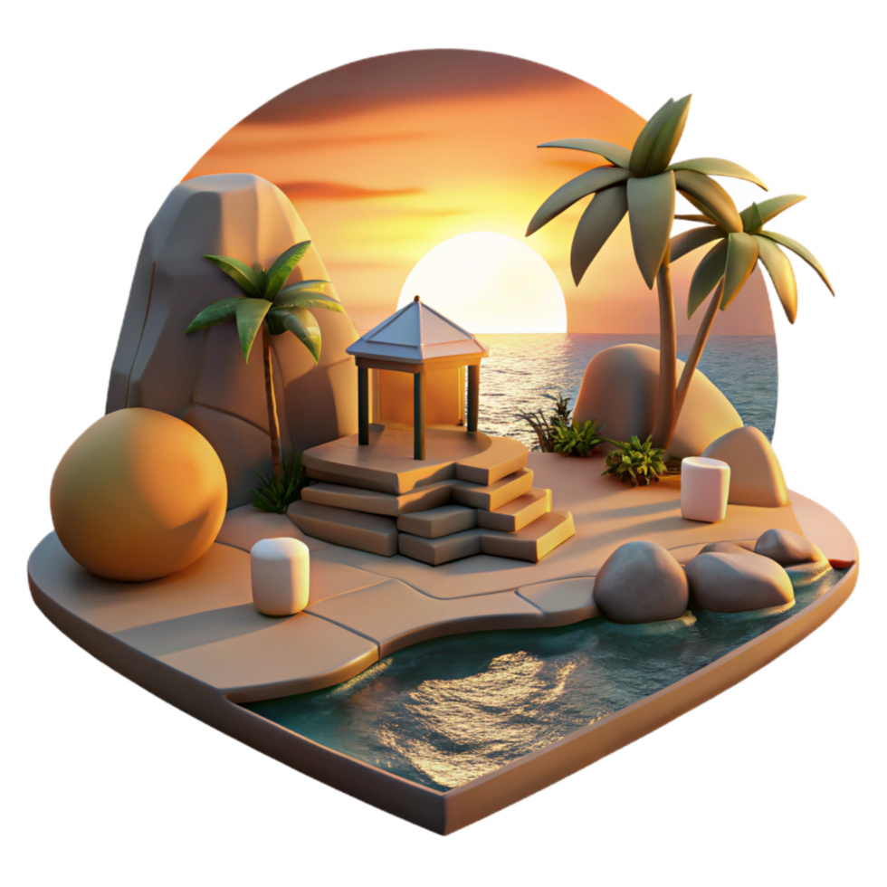 impressive vintage Coastal Sundowner Scene Isolated Golden Hour Magic png