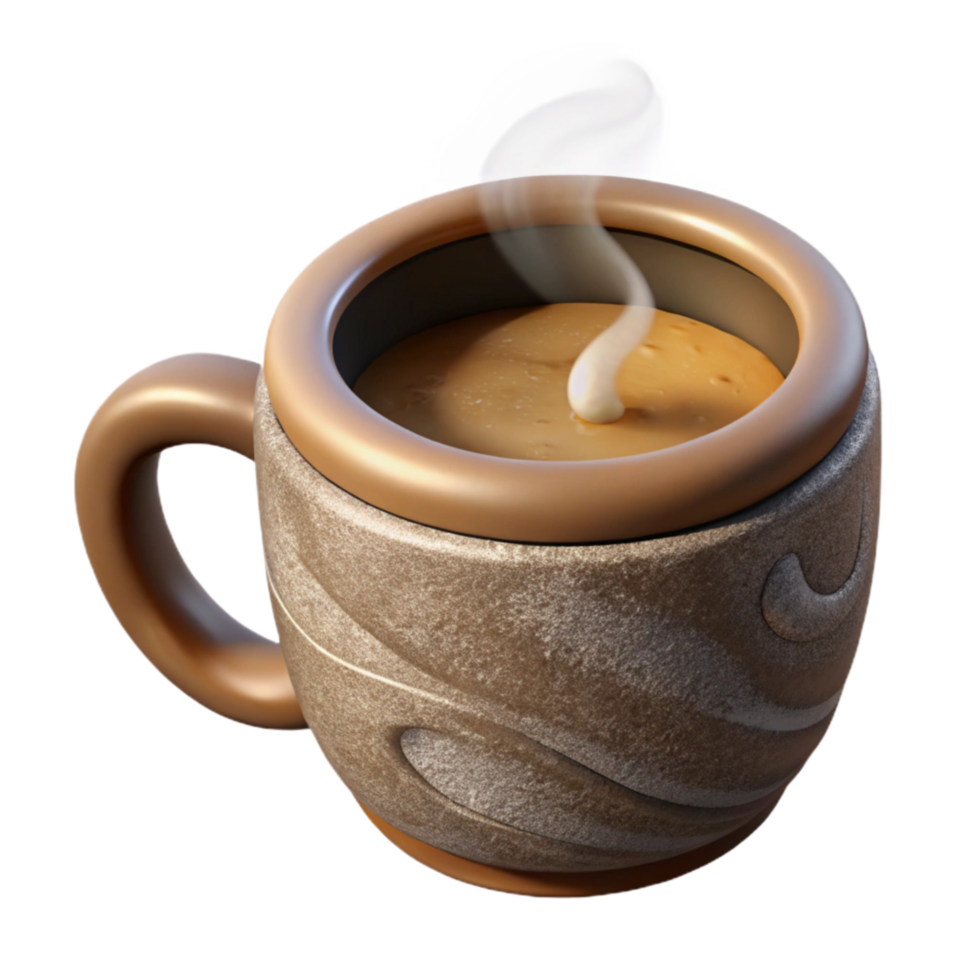 impressive abstract Coffee Mug Cutout with Steam and Top View Perspective original png