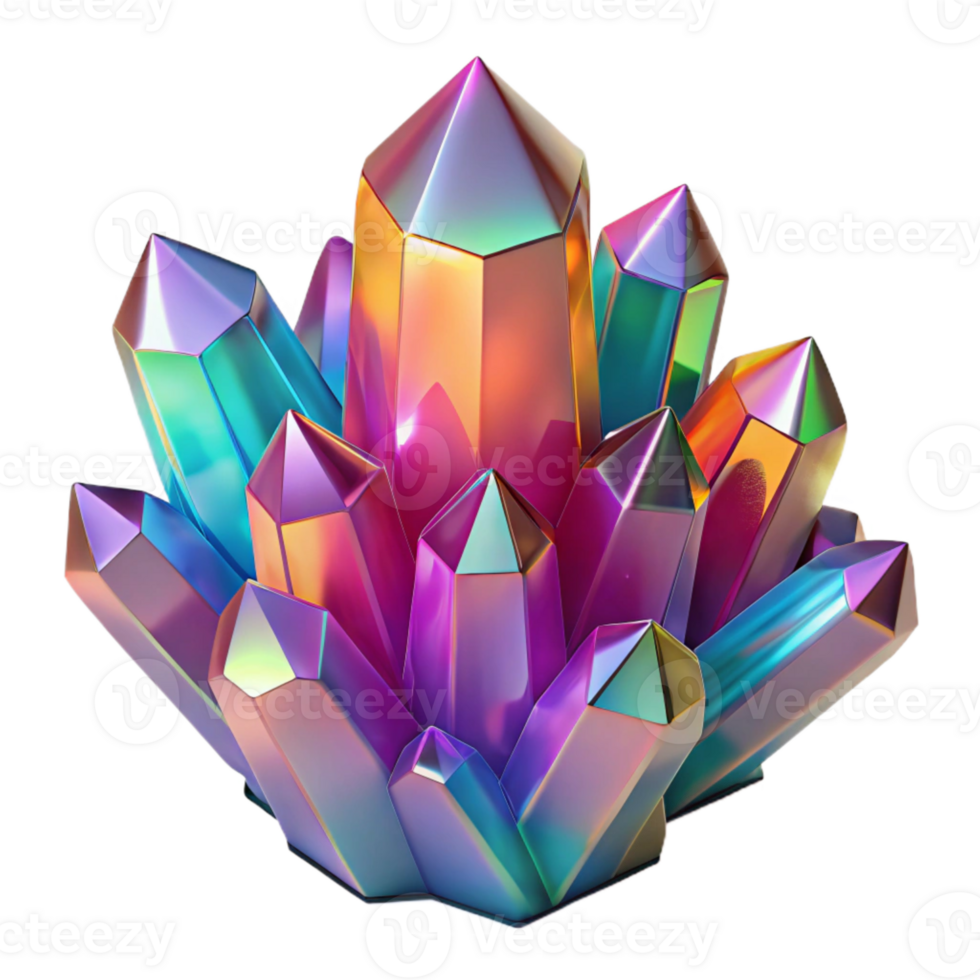stunning vintage Colorful Crystal Cluster Transparent Background authentic png