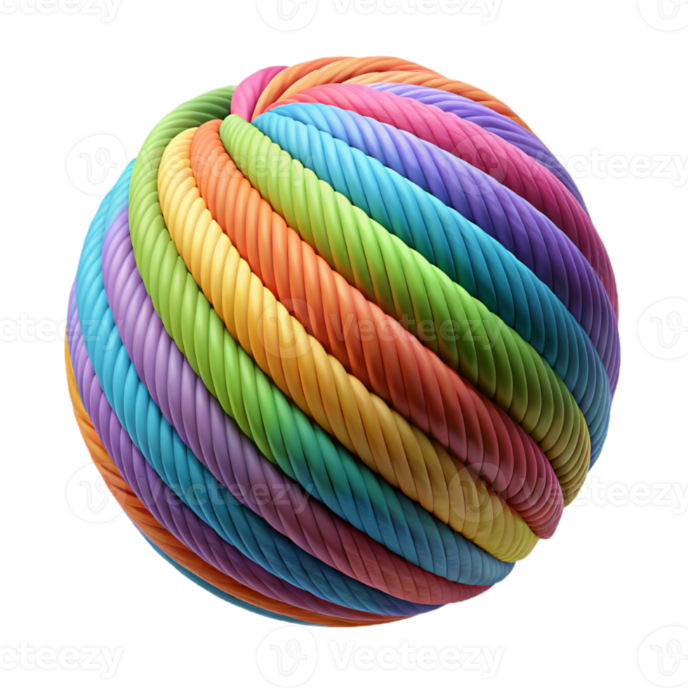 elegant contemporary Colorful Yarn Cutout on Transparent Background high quality png