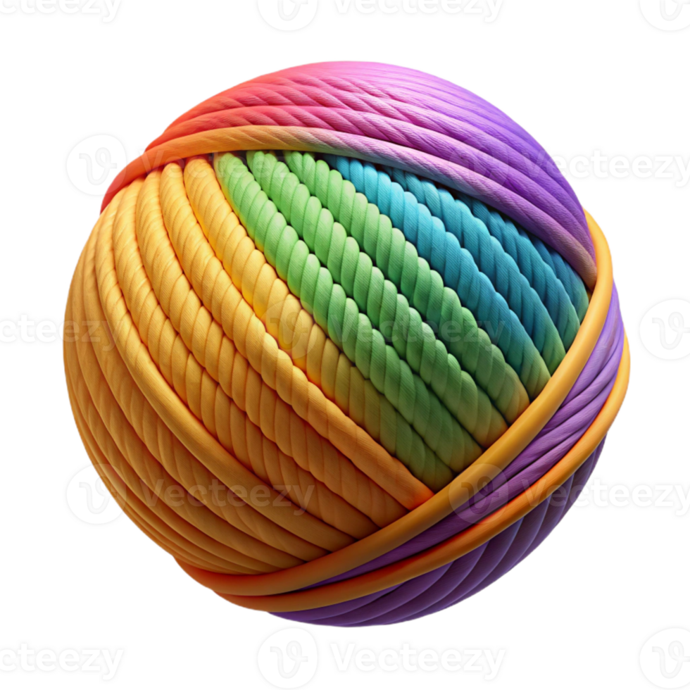extraordinary modern Colorful Yarn Cutout on Transparent Background detailed png