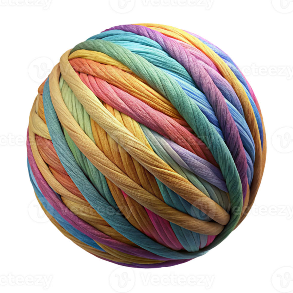 wonderful artistic Colorful Yarn Ball Isolated with Transparent Background png