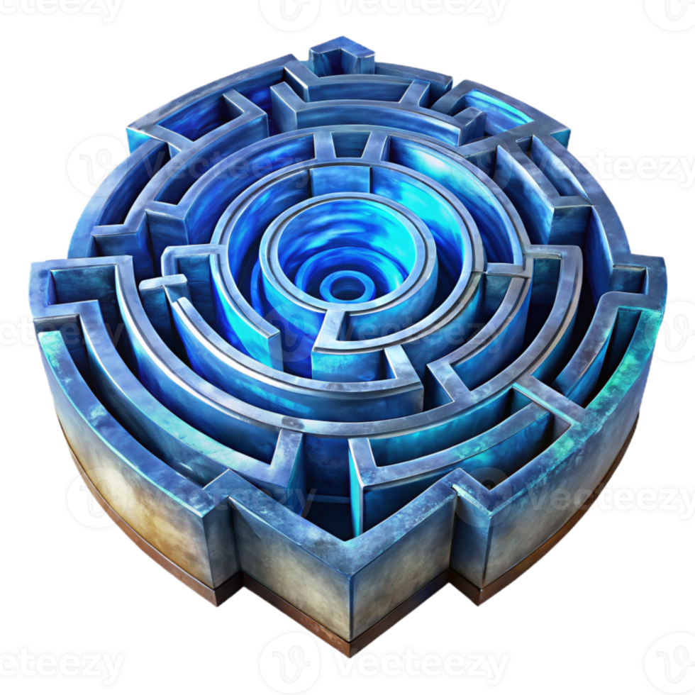 vibrant rustic Complex Luminari Labyrinth Transparent Background and Blue Hues high resolution png