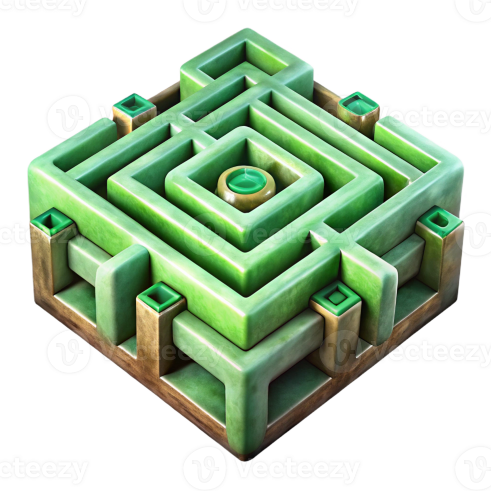 magnificent contemporary Complex Luminari Maze Isolated with Green Accents authentic png