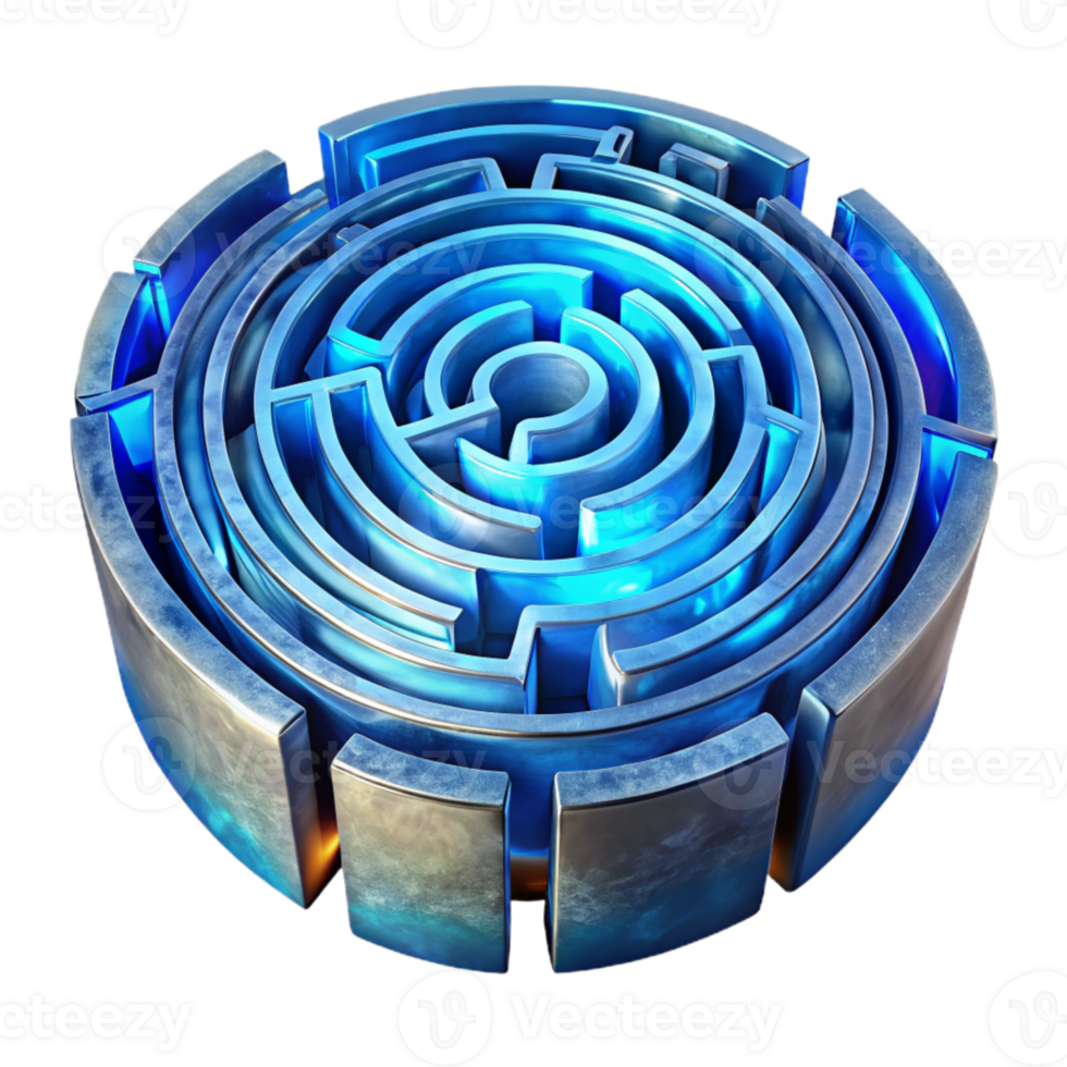 impressive contemporary Complex Luminari Labyrinth Transparent Background and Blue Hues high quality png