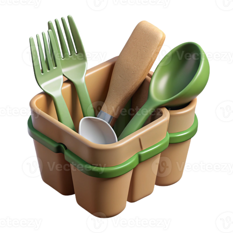 wonderful abstract Compostable Cutlery Set Angled View Cutout png