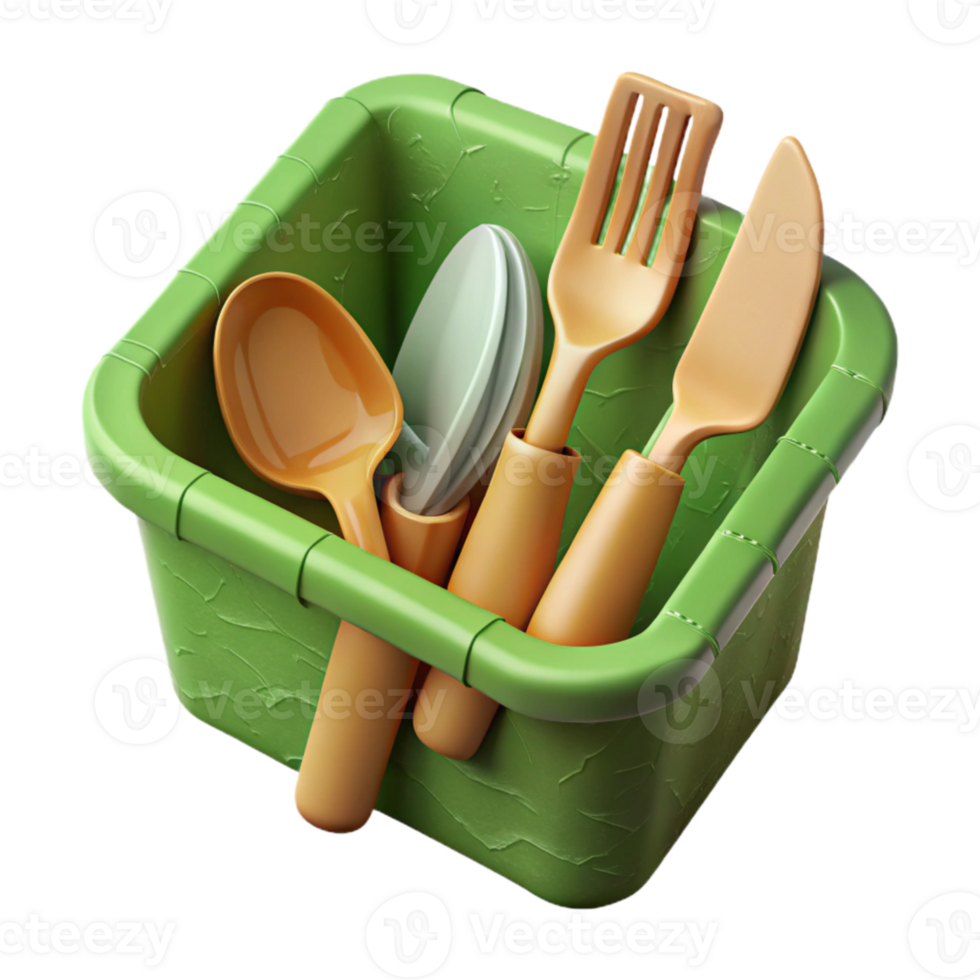 elegant traditional Compostable Cutlery Set Angled View Cutout detailed png