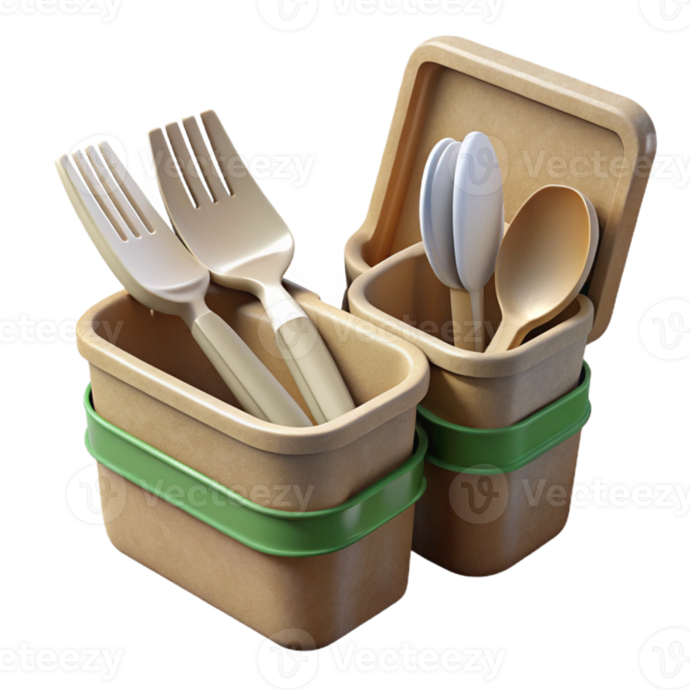 dramatic abstract Compostable Cutlery Set Angled View Cutout exclusive png