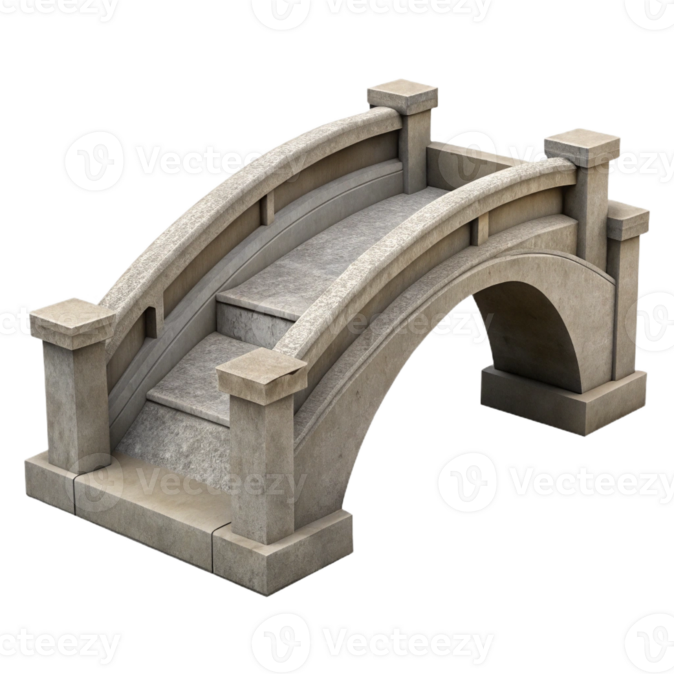 impressive traditional Concrete Bridge Isolated with Minimalist Style detailed png