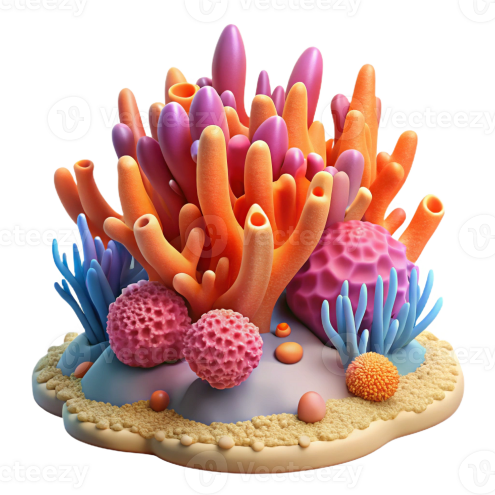 wonderful abstract Coral Reef Isolated Vibrant Underwater Scene Transparent Background high quality png