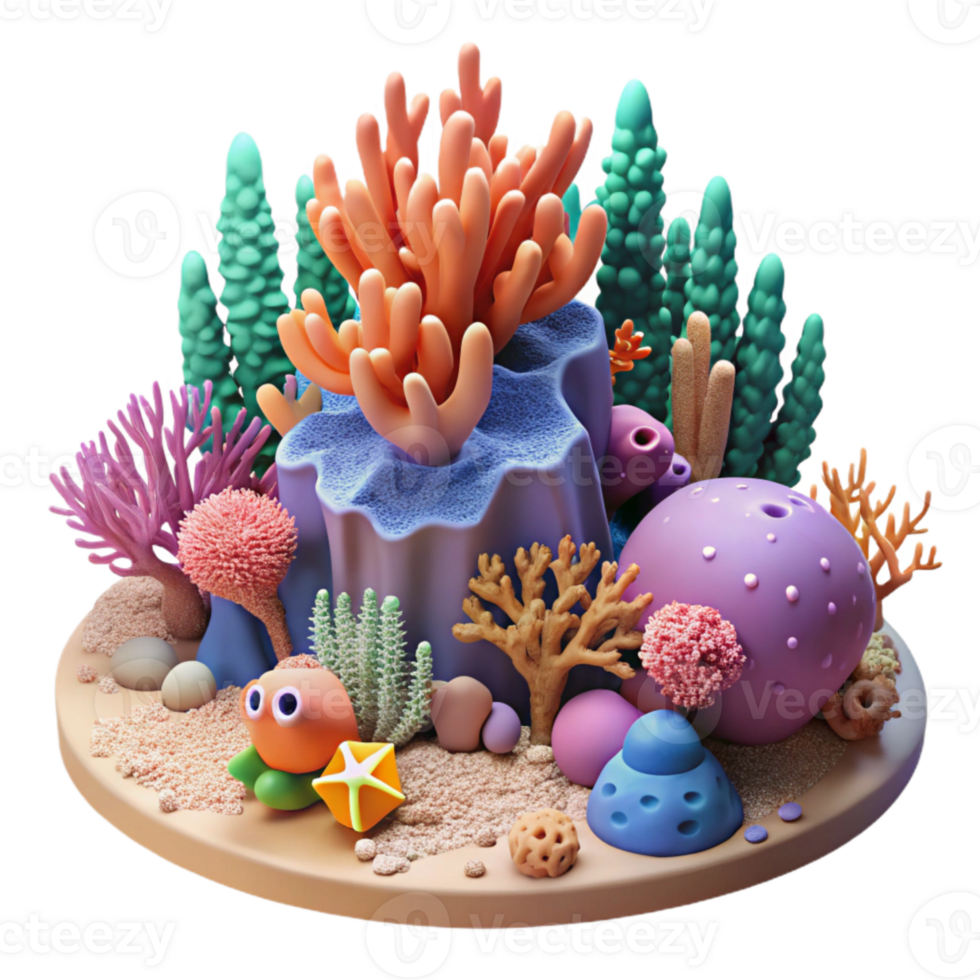 elegant classic Coral Reef Cutout Underwater Scene Vivid Marine Life high quality png