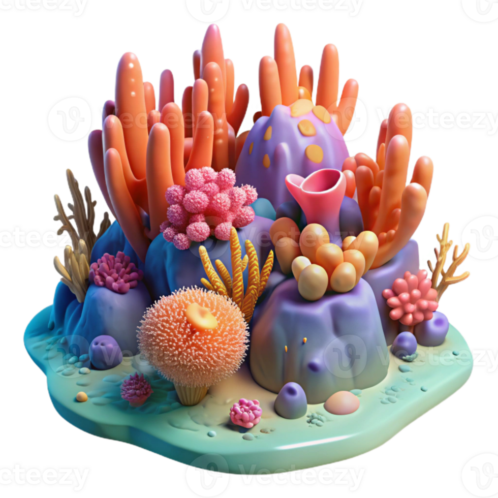 wonderful minimalist Coral Reef Transparent Background Vibrant Underwater Scene high resolution png