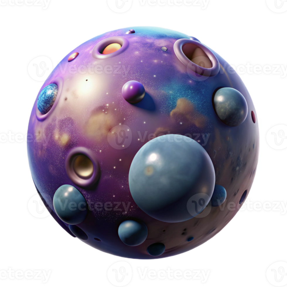stunning traditional Cosmic Bubble with Planets and Stars Isolated png