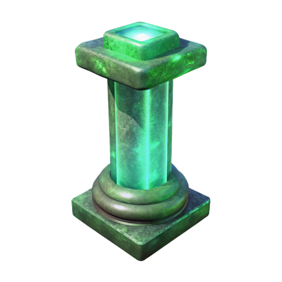 serene creative Cosmic Pillar Transparent Background Illuminated Green Structure authentic png