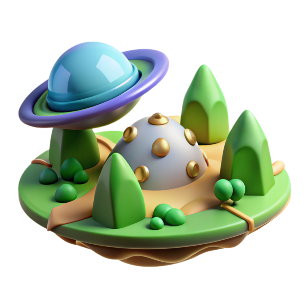 extraordinary classic Cosmic Plains Alien Landscape Cutout with Green Terrain png