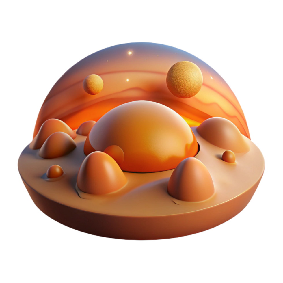 wonderful abstract Cosmic Plains with Orange Sunset Isolated high quality png