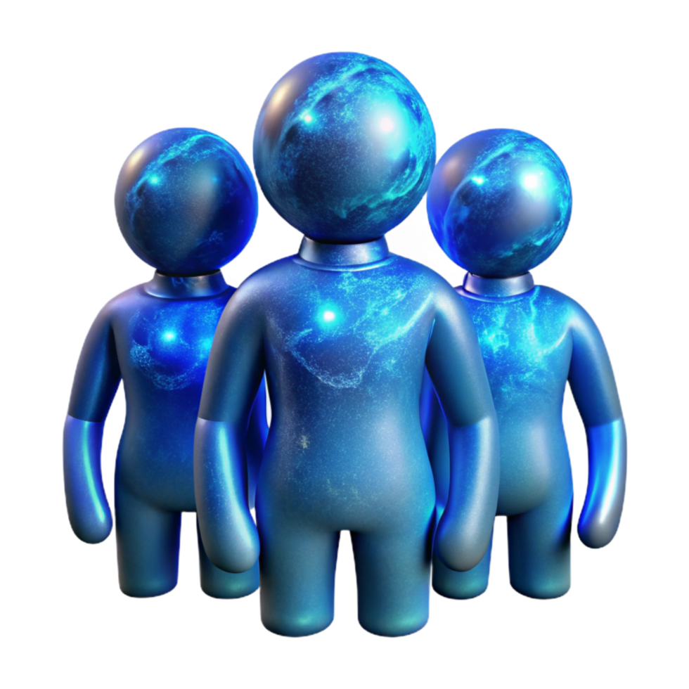 beautiful contemporary Cosmic Traveler Group Silhouette Isolated with Blue Lighting genuine png